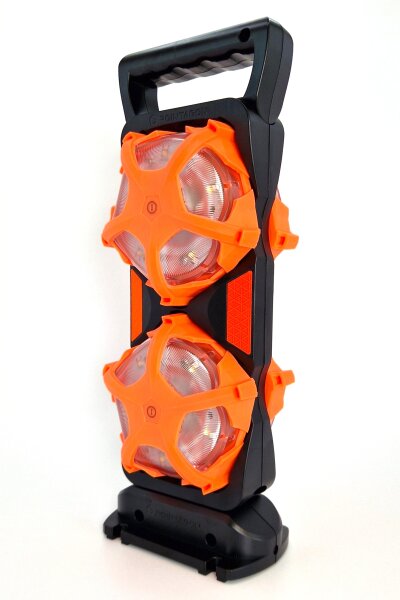 Warning Light Orange|Orange 4-fach Ladestation mit Griff 12V/24V KFZ-Stecker MIT Beschriftung